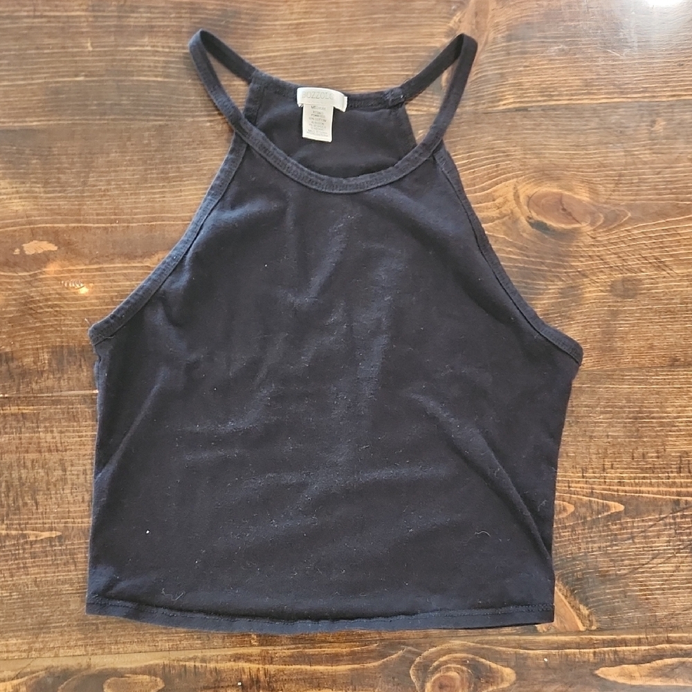 Gray Fitted Crop Tank Top